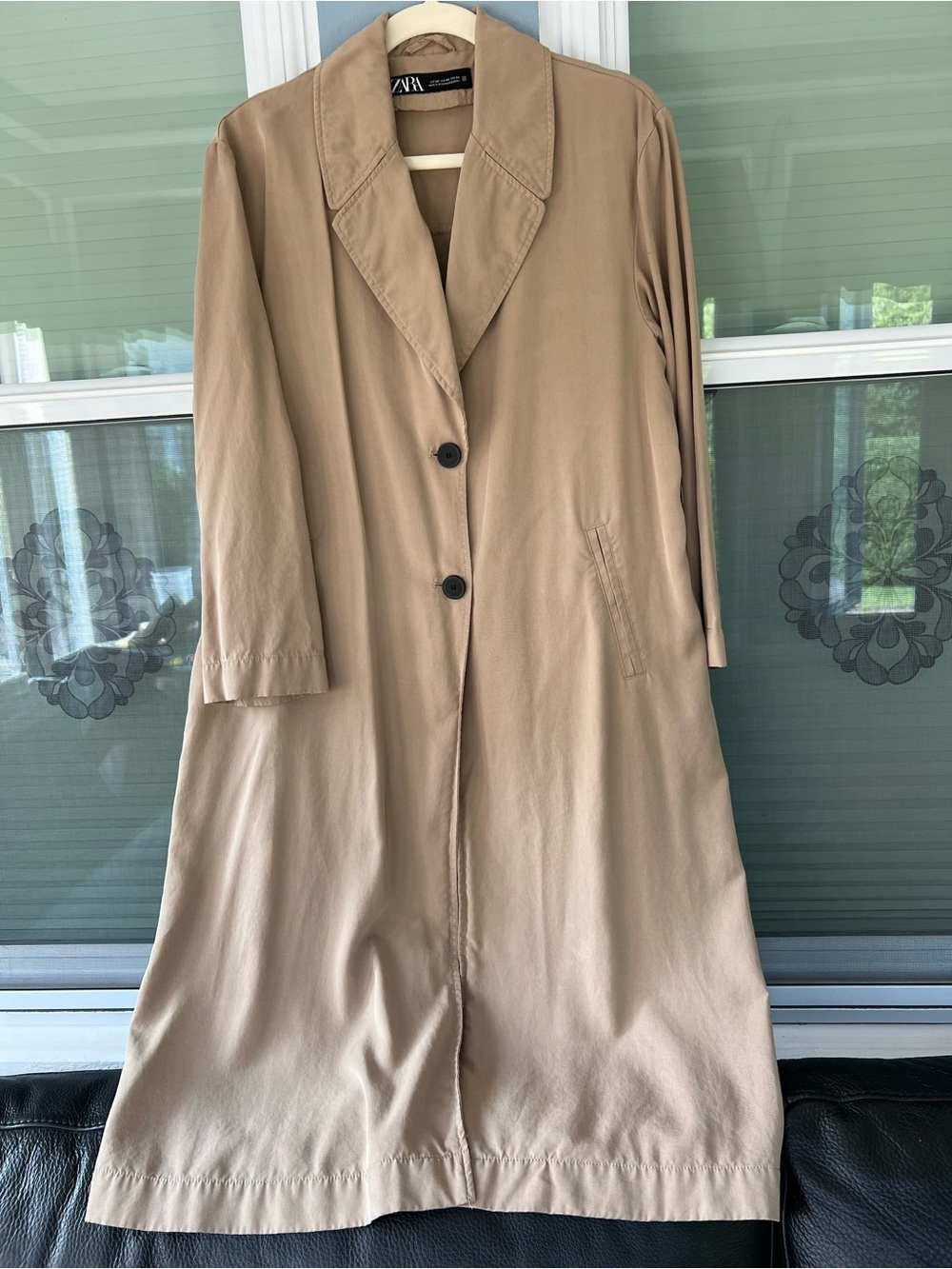 Zara Beige Single-Breasted Long Coat